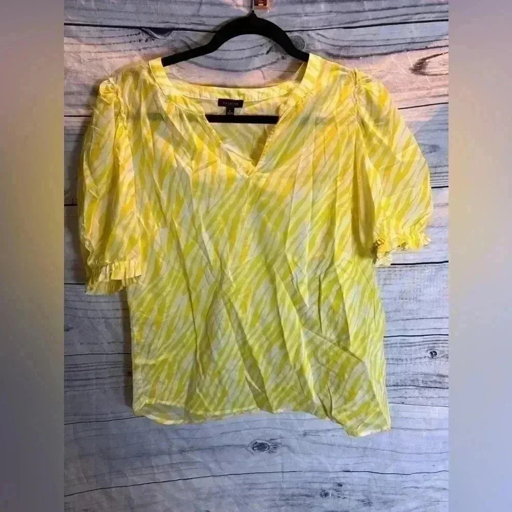 Talbots v-neck patterned blouse - image 1